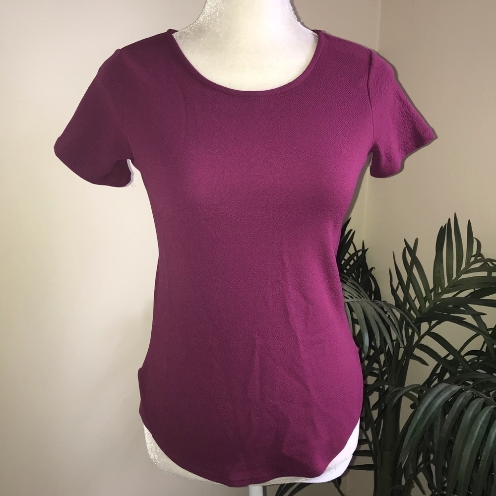 2/$20 Bar lll Textured Stretch Short Sleeve Top XS
